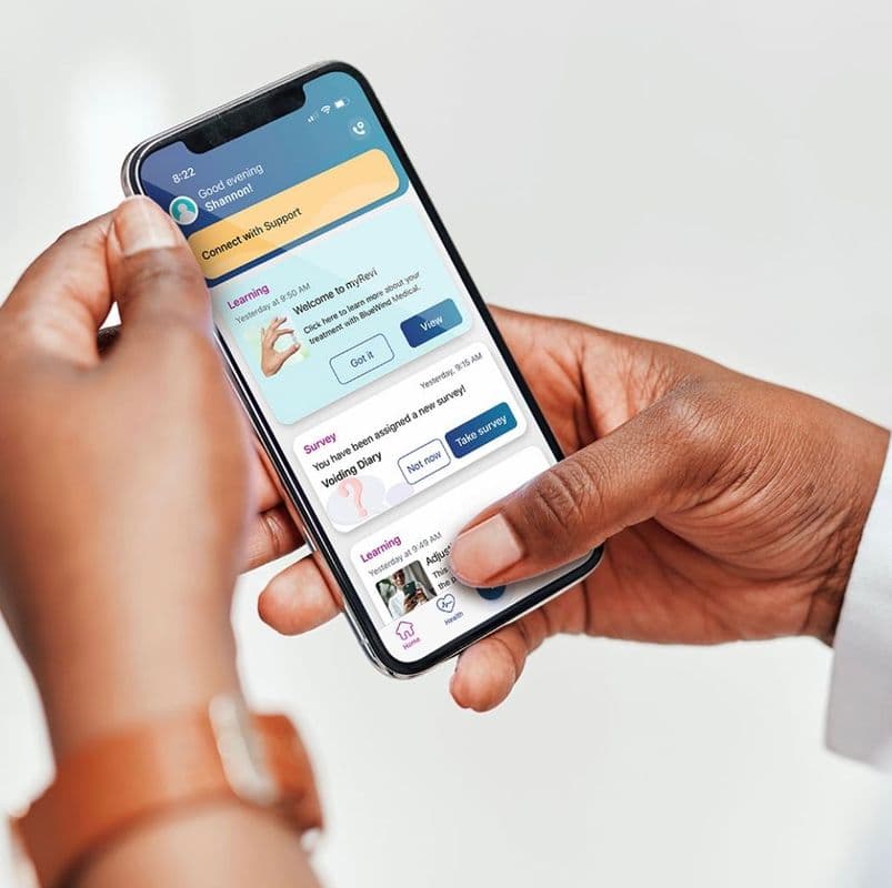 Mobile app experience for the Revi overactive bladder study system